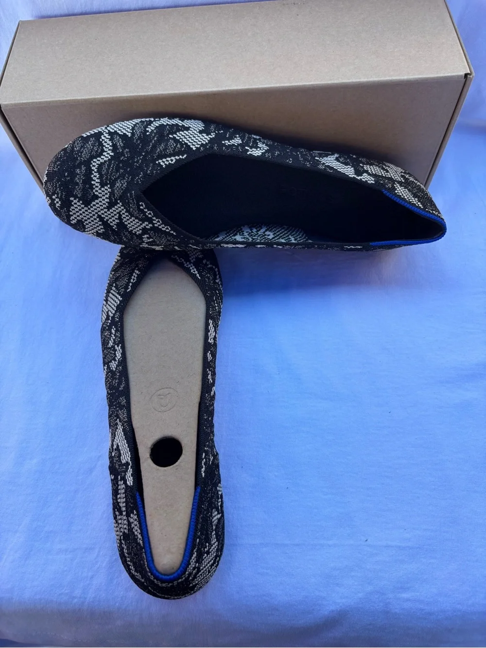 Rothy's Women's Black & Beige Knit Ballet Flats Black Chanttilly